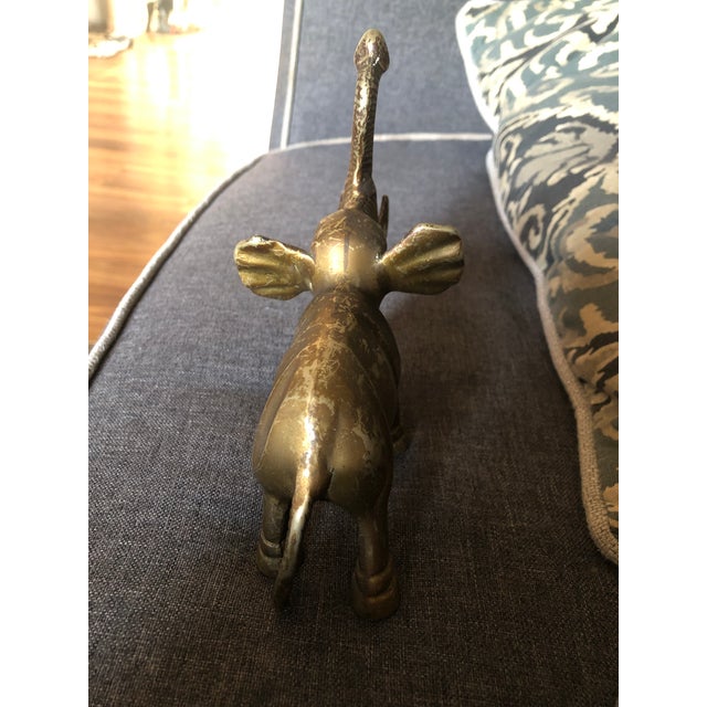 Vintage Brass Elephant Statue For Sale - Image 4 of 9