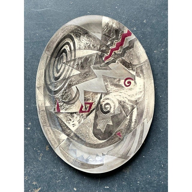 Vintage Postmodern Abstract Original Studio Pottery Tray For Sale - Image 11 of 12