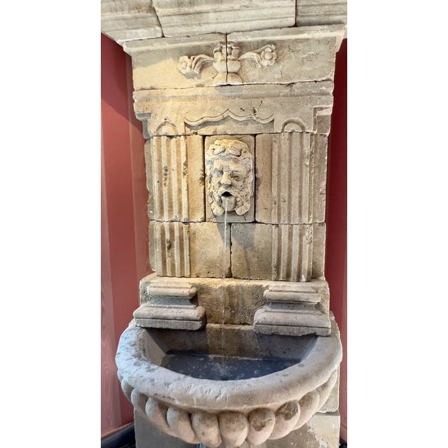 Fabulous 18th-19th Century French Carved Stone Fountain With Poseidon Bust For Sale - Image 4 of 8