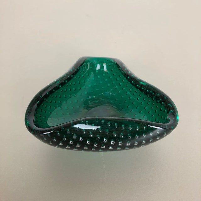 Green Murano Glass Bullicante Bowl or Ashtray, Italy, 1970s For Sale - Image 9 of 15