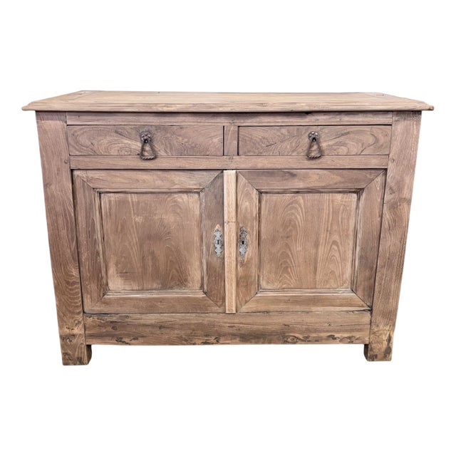 Antique French Rustic Wood Sideboard with Drawers For Sale