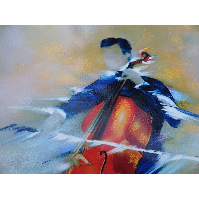 Victor Spahn (1949) Solo Concert on Double Bass Original color silkscreen print Signed in pencil Artist's proof limited to...