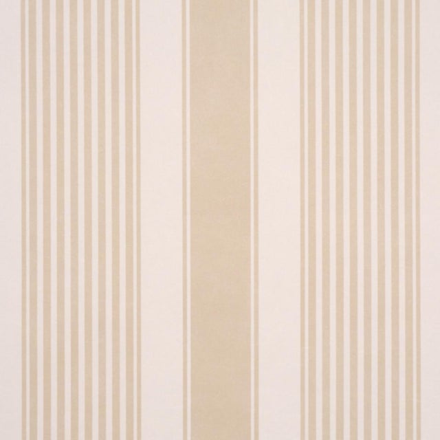 Traditional Sample - Schumacher Summerville Stripe Wallcovering In Birch For Sale - Image 3 of 6