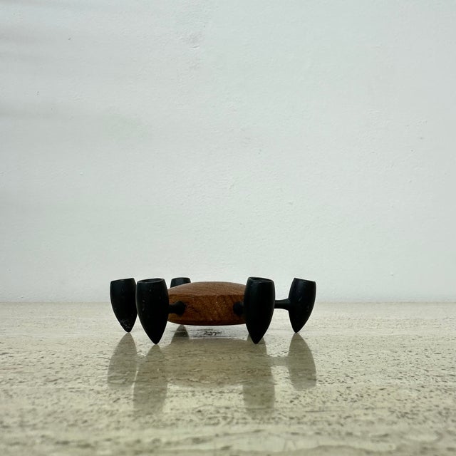 Black Danish Teak Wood and Cast Iron Candleholder from Digsmed, 1960s For Sale - Image 8 of 11