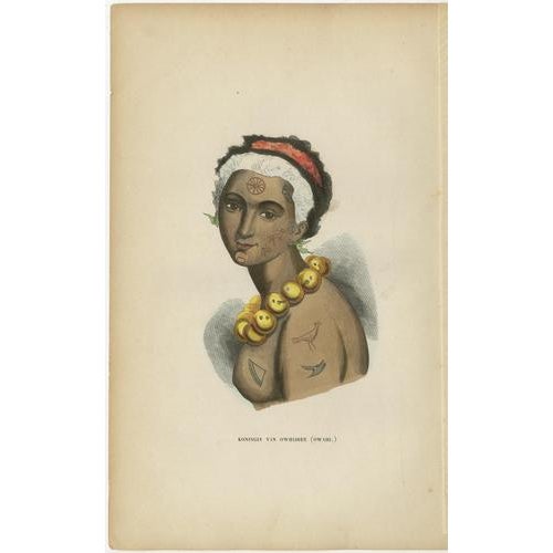 Gold European School Artist, Pacific Islanders & Polynesian Costume, 1852, Print, Set of 10 For Sale - Image 8 of 13