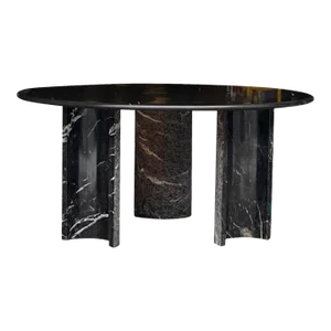 1980s Postmodern Maurice Villency Round Italian Marble Dining Table
