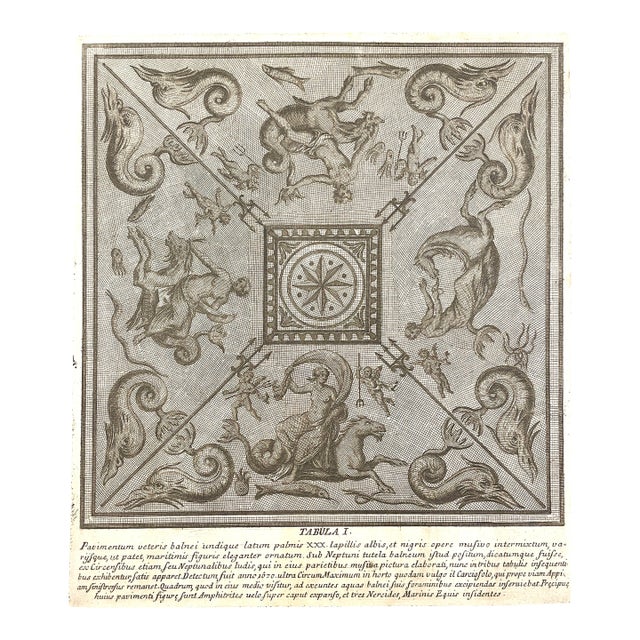 Antique Engraving of a Roman Floor Mosaic For Sale