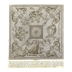 Antique Engraving of a Roman Floor Mosaic