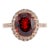 Ladies 14k Rose Gold Garnet Halo Diamond Cocktail Ring, Size 5.5 For Sale