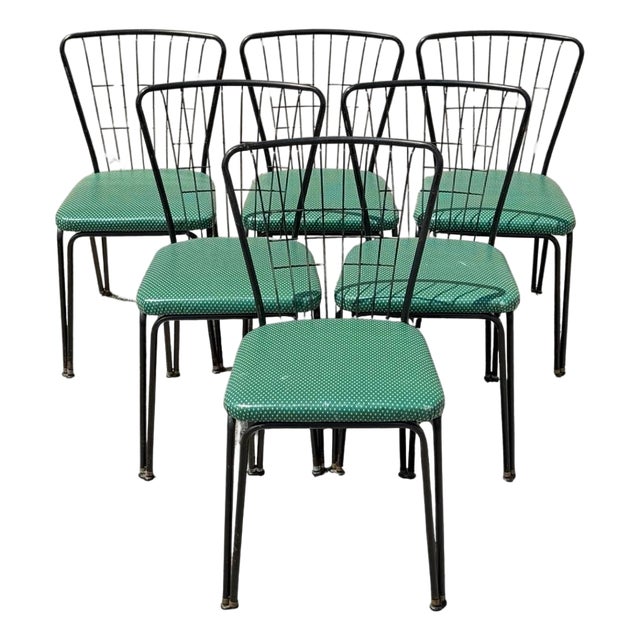 Vintage Daystrom Mid Century Modern Black Metal Kitchen Dining Chairs, Set of 6 For Sale