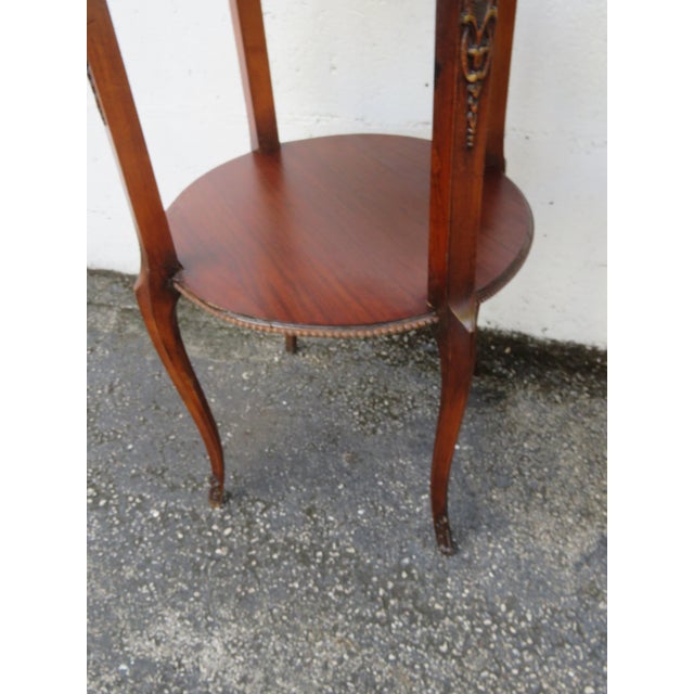Wood Late 1800s French Two Tiers Inlay Side End Tables a Pair 6105 For Sale - Image 7 of 18