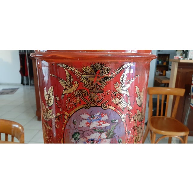 Red and Gold Screen-Printed Glass Pharmacy Jar, 1920 For Sale - Image 14 of 18