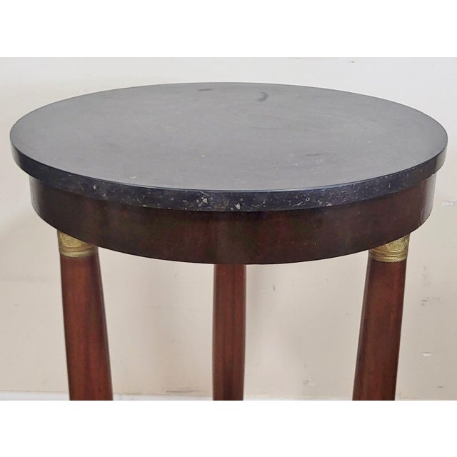 Late 19th Century Antique French Round Directoire Bronze & Marble Top Empire Gueridon Side Table For Sale - Image 5 of 13