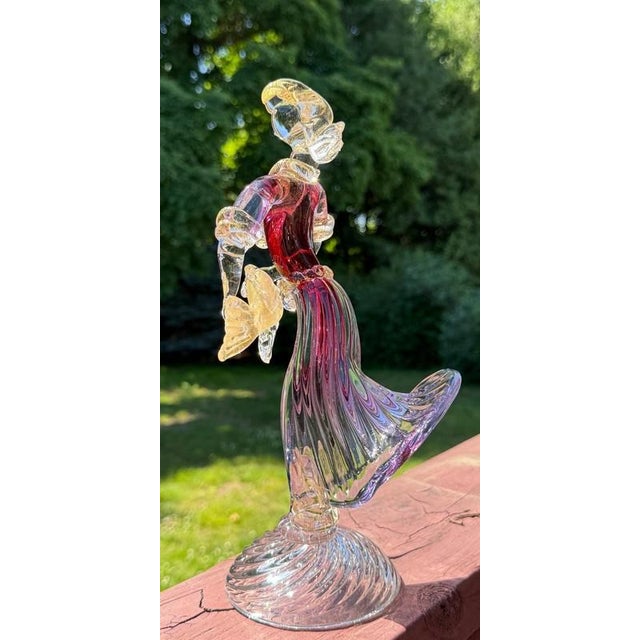 Murano Archimede Seguso Sommerso MCM Figure Woman & Large Fish, Aventurine Gold Flake 12" For Sale In Philadelphia - Image 6 of 8