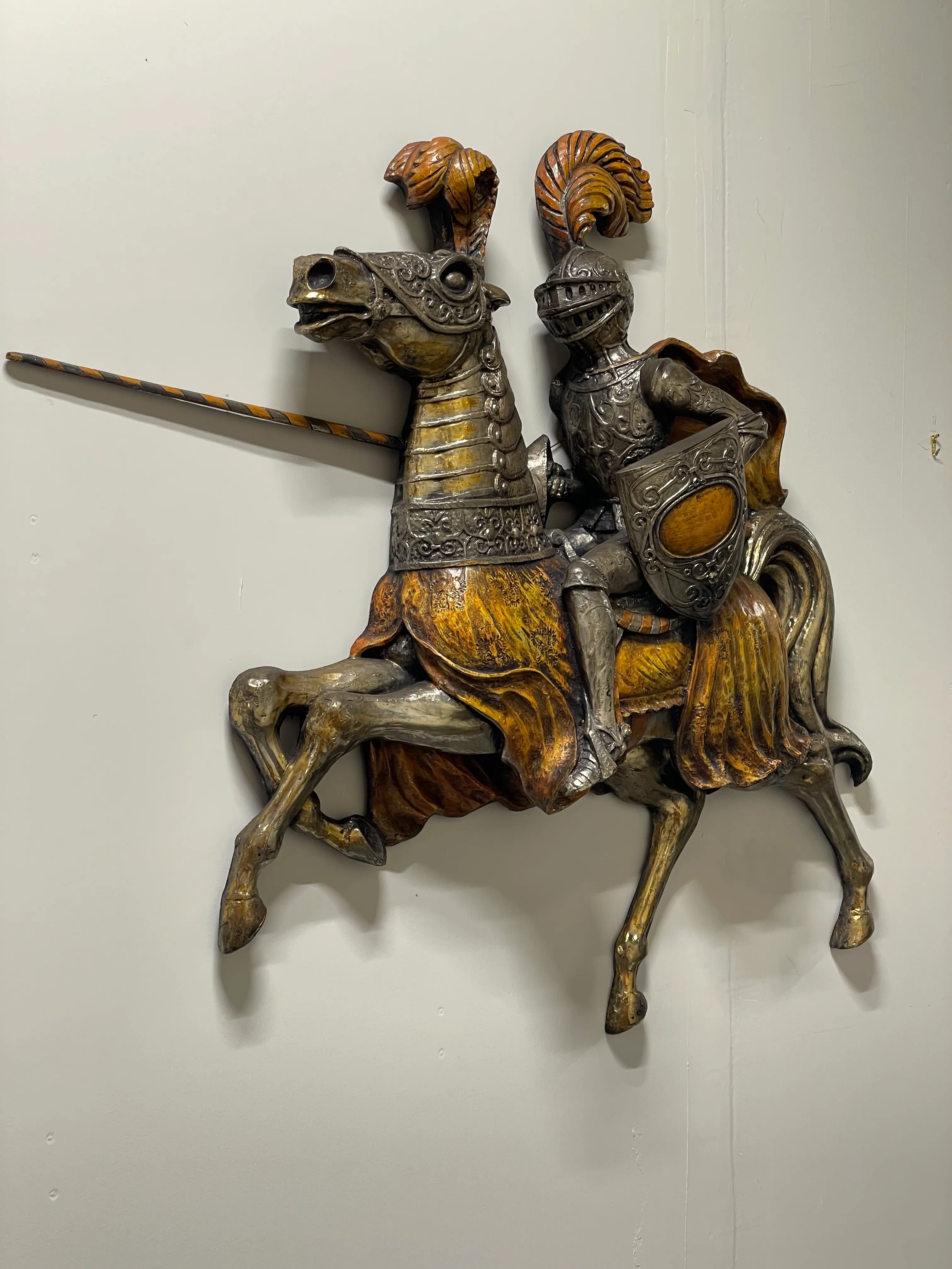 Finesse Original Jousting Knight on Horse Medieval 1960's Wall