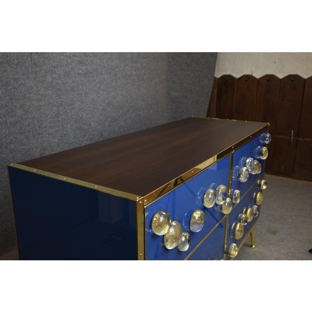 Blue Sideboard with 28 Murano Jewel and Brass from Justfurnituress SRL For Sale - Image 10 of 13