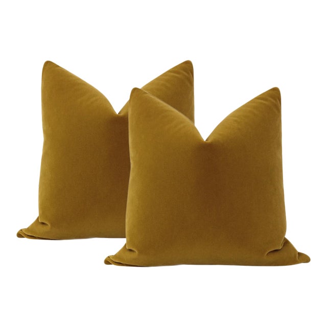 22" Bourbon Mohair Velvet Pillows - a Pair For Sale