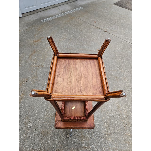 Palecek Tall Square Woven Rattan Bamboo Side Table For Sale - Image 9 of 13