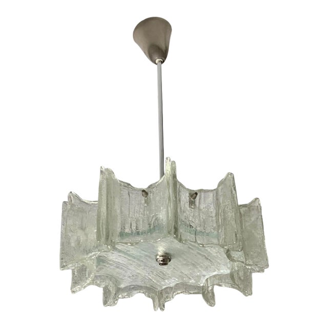 Vintage 1960s Texture Glass Chandelier For Sale