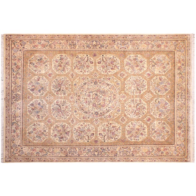 Beige Elegant Heritage Pak-Persian Beige/Gold Wool Rug - 9'1'' X 12'2'' For Sale - Image 8 of 9