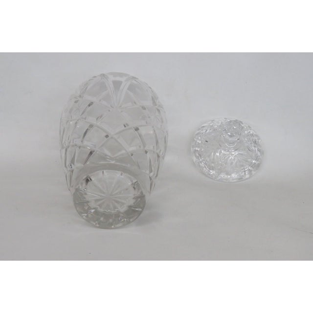 Transparent Lead Cut Crystal Lidded Candy Cookie Jar With Diamond Cut Lattice Pattern 4937b For Sale - Image 8 of 13