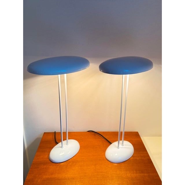Metal Vintage White Oval Table Lamps from Brilliant Leuchten, 1970s, Set of 2 For Sale - Image 7 of 15