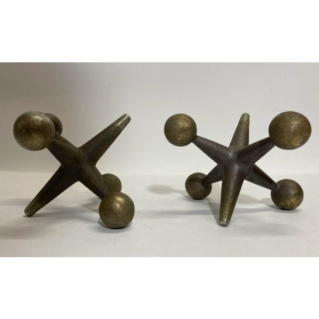 Vintage Large Handmade Iron Jacks bookends by Bill Curry. Bill Curry Oversized Pop Art Jacks Bookends. Bill Curry Jacks...