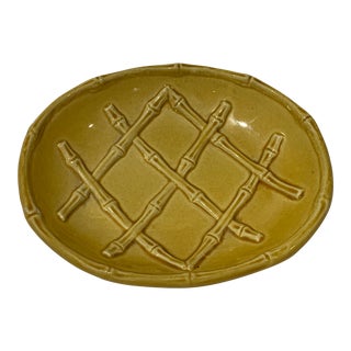 Vintage 1970s Harvest Bamboo Rattan Soap Dish For Sale