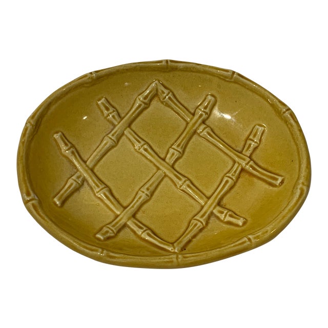 Vintage 1970s Harvest Bamboo Rattan Soap Dish For Sale