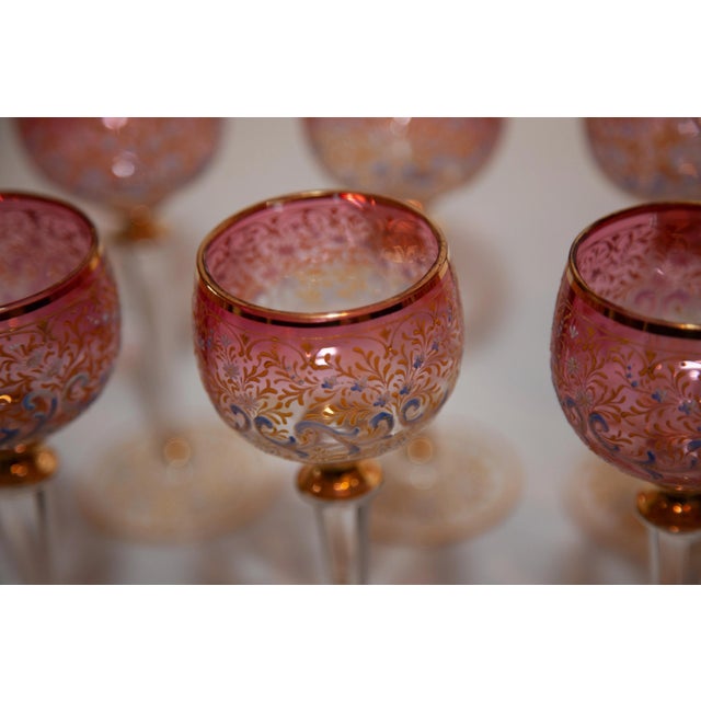 Victorian Early 20th Century Moser Glass Goblets- Set of 6 For Sale - Image 3 of 7