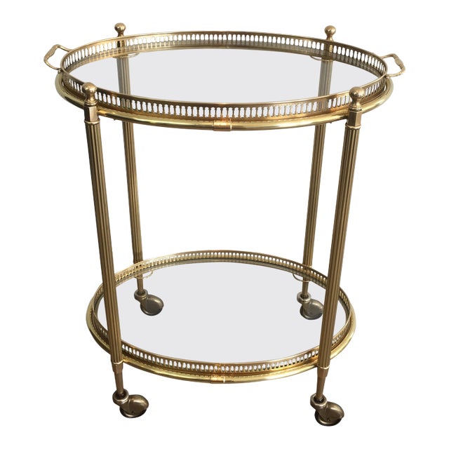 Neoclassical Style Oval Bar Cart with Removable Trays, French, circa 1940 For Sale