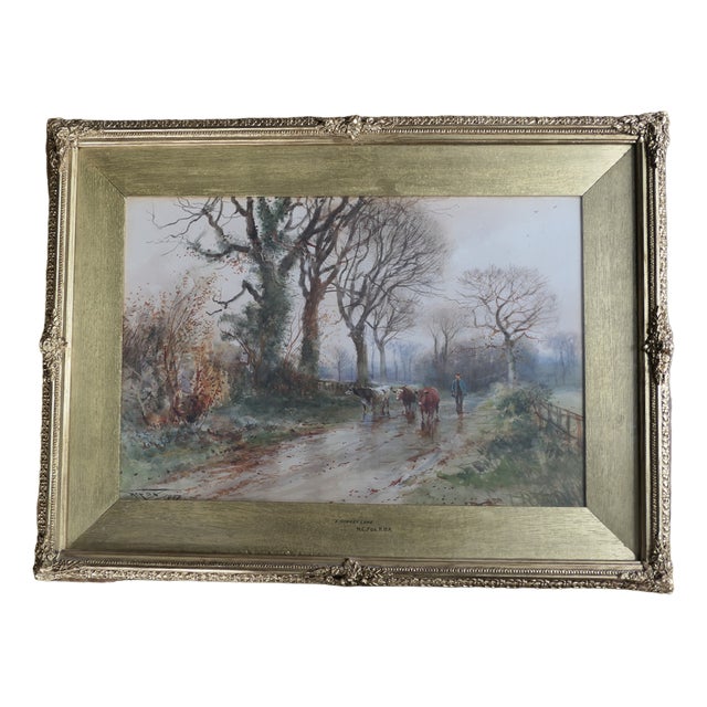 Henry Charles Fox RB, A Surrey Lane, 1890s, Ink & Watercolor For Sale
