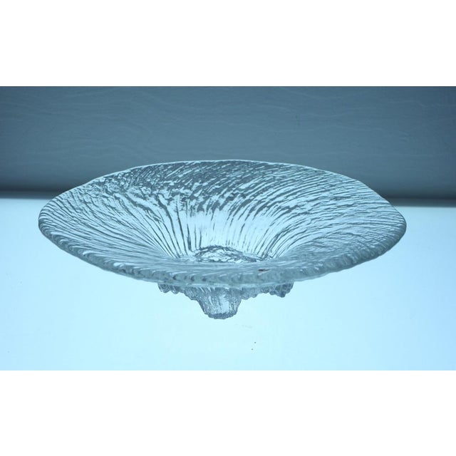 Rare and very beautiful Scandinavian glass design, a rather large footed bowl or plate, suitable for fruit or...