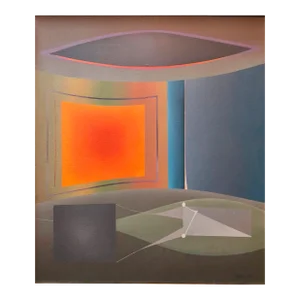 Francesco Gennaro, Abstract Geometric Italian Futurist Oil Painting Galleria Schneider Stamp