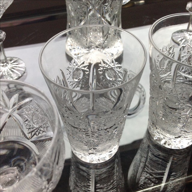 Bohemian Cut Crystal Barware Set - Set of 7 For Sale In Chicago - Image 6 of 8