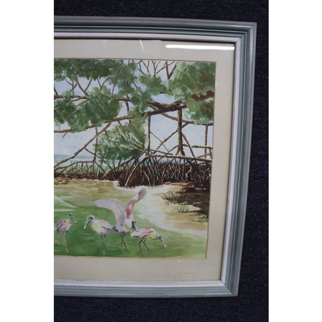 Signed Tom Morris Watercolor Wading Birds For Sale - Image 4 of 7