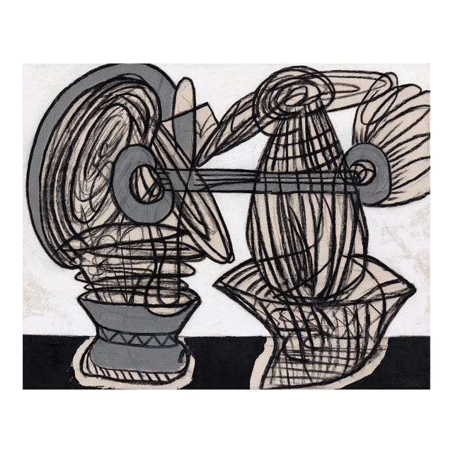 Linemen - Large Original Contemporary Abstract Mixed Media Painting on Canvas by Rue Bootay For Sale