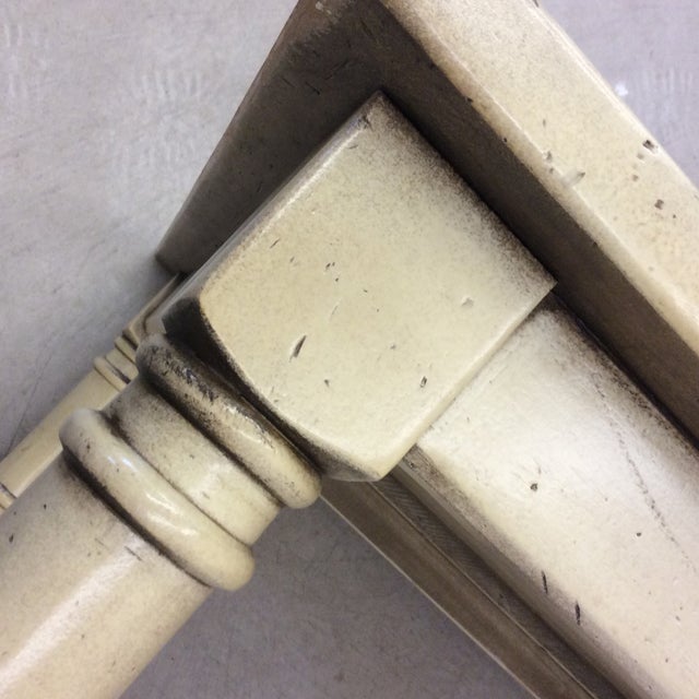 French Country Yellow Wood Coffee Table with Herringbone Pattern Top