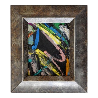Small Late 20th Century Abstract Black & Pink Painting For Sale