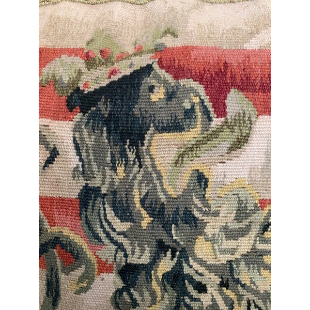 Contemporary Striped Lion Aubusson Throw Pillows - A Pair For Sale - Image 6 of 9