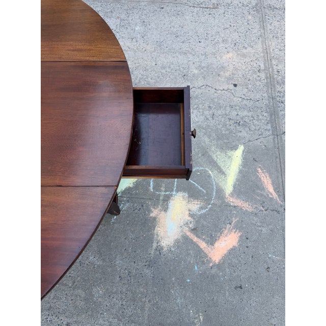 Vintage Jacobean Style Mahogany Gateleg Drop-Leaf Dining Table With Turned Stretcher Base For Sale - Image 12 of 12