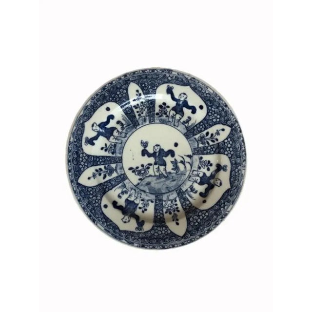 Antique Chinese Blue & White Hand Painted Plate, 1860s For Sale - Image 3 of 5