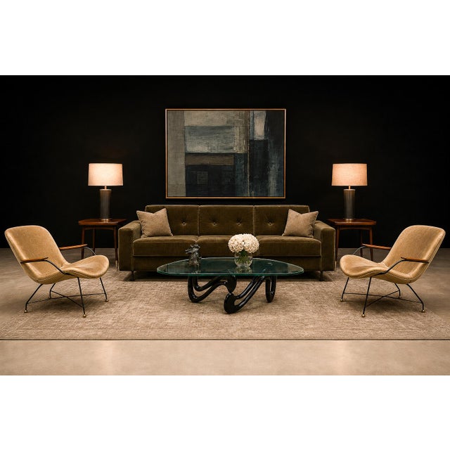Designed by Carlo Hauner (1927–1997), this refined pair of Brazilian Modern armchairs embodies the designer’s disciplined...