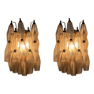 Vintage Murano Wall Lamps with Sand Colored Glass Prisms, Set of 2 For Sale