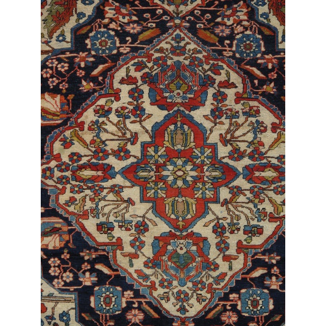 Late 19th Century Antique Persian Mohtasham Kashan Carpet, Ivory ground, Ivory Border, Blue, Green For Sale - Image 5 of 18