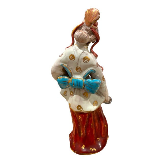 Eugenio Pattarino Ceramic Sculpture of Chinese Man and Lady, Italian Chinoiserie For Sale - Image 13 of 18