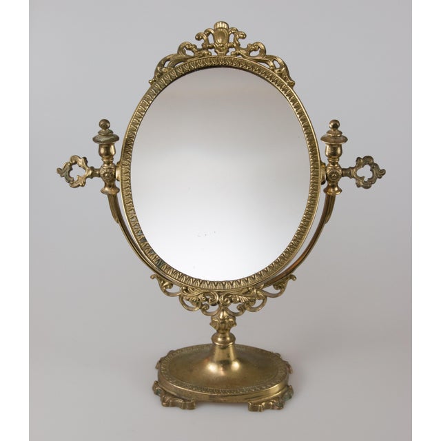 Vintage French Brass Vanity Table Mirror Chairish