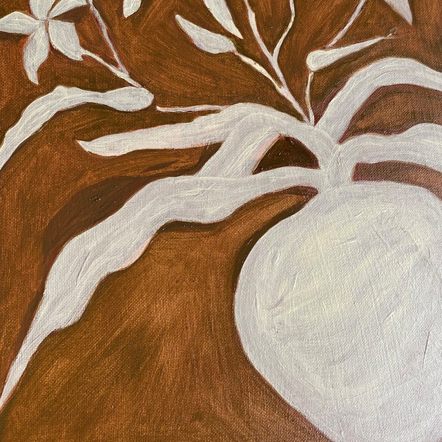 2020s Modern Minimalist Floral Painting – Original Oil on Canvas Board For Sale - Image 5 of 5