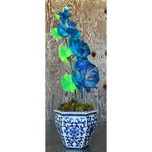 Blue Contemporary Hand-Rolled Paper Flowers For Sale - Image 8 of 11