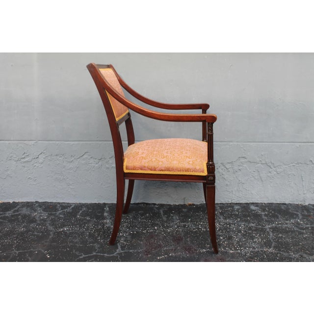 1950s Vintage Traditional Style Side Chair Pink/ Yellow/ Gold VTextile For Sale - Image 5 of 13